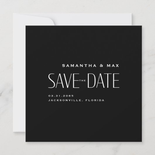 Einfaches Paar B/W Modern Square II Save the Date (Vorderseite)