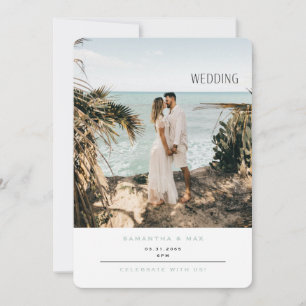 Einfaches Paar-Foto Seafoam abgerundete Hochzeit Einladung
