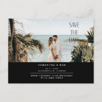 Einfaches Paar mit zwei Fotos Save the Date schwar
