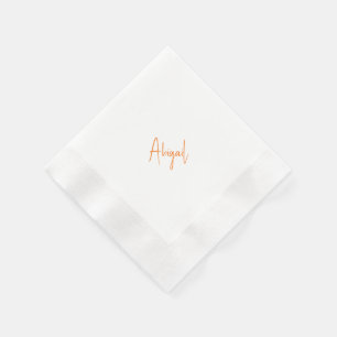 Einfaches Paar Orange Script Name Hochzeit  Serviette
