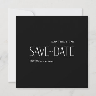 Einfaches Paar S/W modernes Quadrat Save-the-Date Save The Date