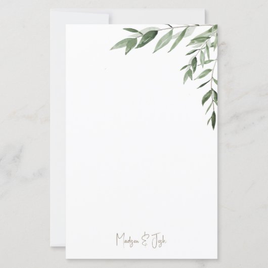 Einfaches Paar Skript Namen Foliage Hochzeit (Vorderseite)