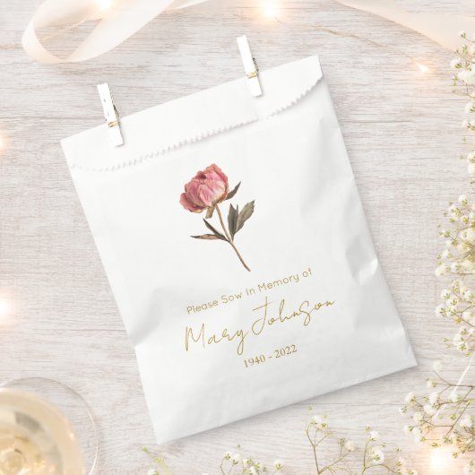 Einfaches Päonien-Samenpaket Begräbnis  Geschenktütchen (Ausgeschnitten)