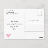 Einfaches Papierflugzeug und Kompass, Niedliche Ge Postkarte (Rückseite)