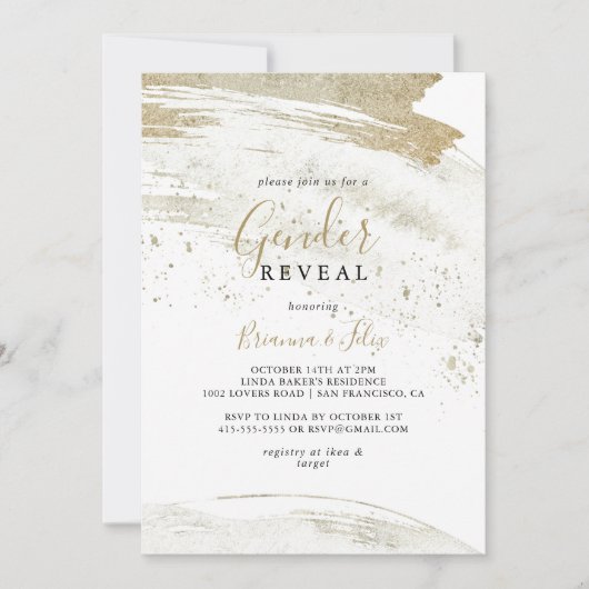 Einfaches Party des Minimalistischen Geschlechts Einladung (Vorderseite)