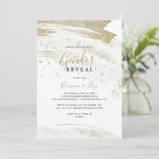 Einfaches Party des Minimalistischen Geschlechts Einladung (Stehend Vorderseite)