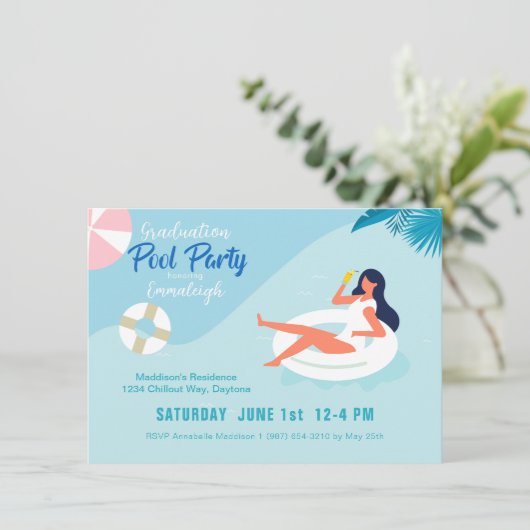 Einfaches Party Foto Abschluss Einladung (Stehend Vorderseite)