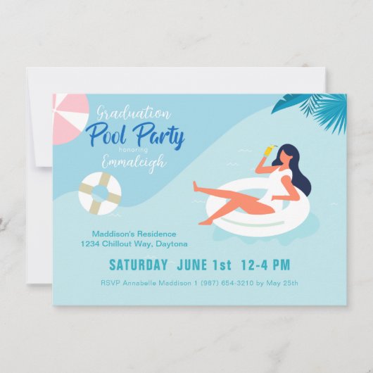 Einfaches Party Foto Abschluss Einladung (Vorderseite)