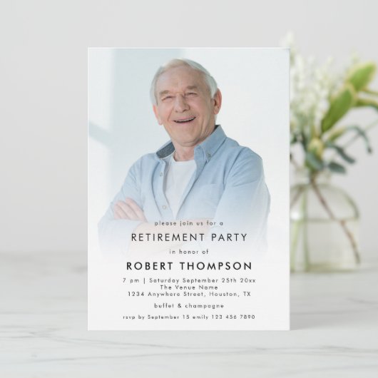 Einfaches Party für benutzerdefinierte Foto-Overla Einladung (Stehend Vorderseite)