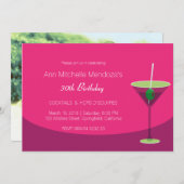 Einfaches Party für feminine Chic Pink Cocktail Einladung (Vorne/Hinten)