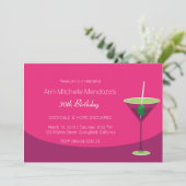Einfaches Party für feminine Chic Pink Cocktail Einladung (Stehend Vorderseite)