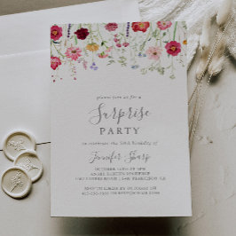 Einfaches Party für mehrfarbige Wildblumen Einladung