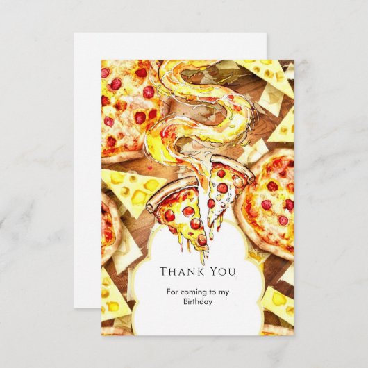 Einfaches Party Pizza Geburtstag Dankeskarte (Vorne/Hinten)