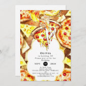 Einfaches Party Pizza Geburtstag Einladung (Vorne/Hinten)