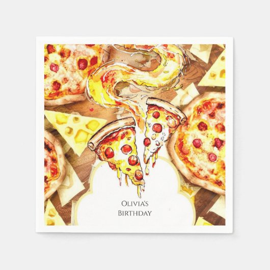 Einfaches Party Pizza Geburtstag Serviette (Vorderseite)