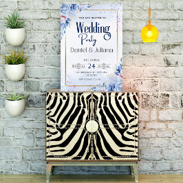 Einfaches Party Wildblume hellblau modern Einladung