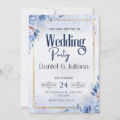 Einfaches Party Wildblume hellblau modern Einladung (Vorderseite)