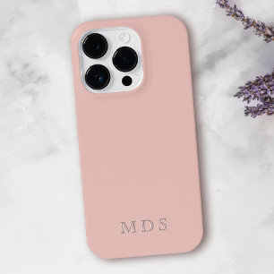 Einfaches Pastell-Rosa in Massivfarbe mit Monogram iPhone 16 Pro Hülle