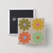 Einfaches Pastell-Vintage-Blumenmuster Button (Vorne & Hinten)