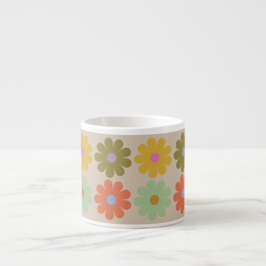 Einfaches Pastell-Vintage-Blumenmuster Espressotasse (Vorderseite)