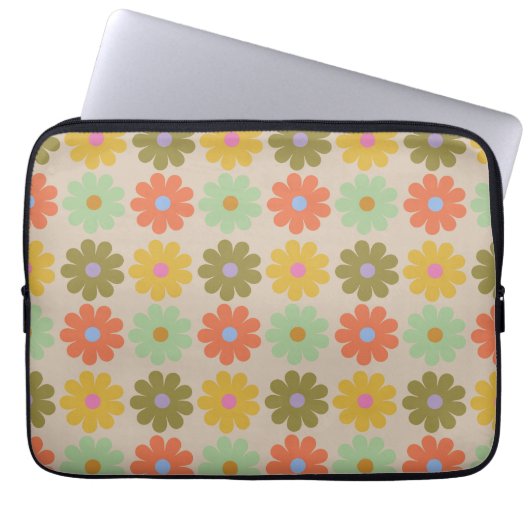 Einfaches Pastell-Vintage-Blumenmuster Laptopschutzhülle (Vorderseite)