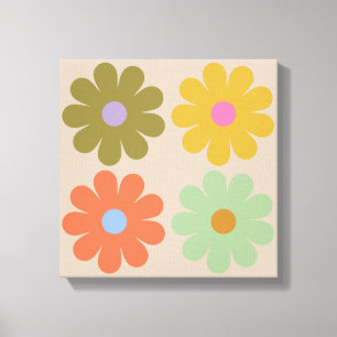 Einfaches Pastell-Vintage-Blumenmuster Leinwanddruck