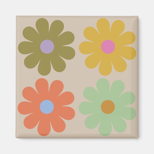 Einfaches Pastell-Vintage-Blumenmuster Magnet (Vorne)