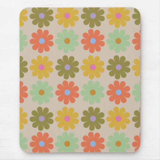 Einfaches Pastell-Vintage-Blumenmuster Mousepad (Vorne)