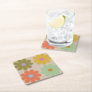 Einfaches Pastell-Vintage-Blumenmuster Rechteckiger Pappuntersetzer