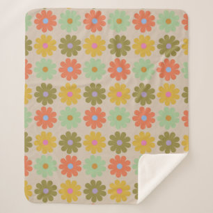 Einfaches Pastell-Vintage-Blumenmuster Sherpadecke