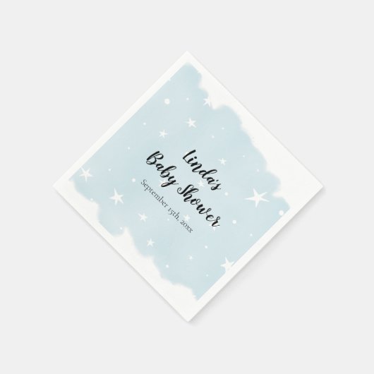 Einfaches pastellblaues Watercolor-Star-Party Serviette (Ecke)