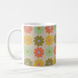 Einfaches, pastellfarbenes, vintageartiges Blumenm Kaffeetasse