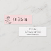 Einfaches pastellrosa, florale Ermäßigung Mini Visitenkarte (Vorne/Hinten)