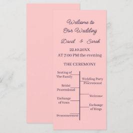 Einfaches Peach Custom Wedding Programm