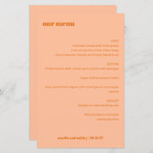 Einfaches Peach Orange einfaches Menü für benutzer (Vorne/Hinten)