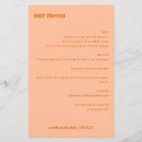 Einfaches Peach Orange einfaches Menü für benutzer