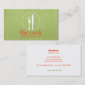 Einfaches Personal Koch Modernes Catering Grün Visitenkarte (Vorne/Hinten)