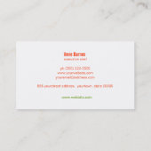 Einfaches Personal Koch Modernes Catering Grün Visitenkarte (Rückseite)