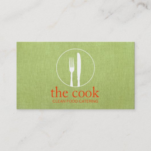 Einfaches Personal Koch Modernes Catering Grün Visitenkarte (Vorderseite)