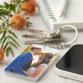 Einfaches Personalisiertes Foto- und TextFoto Schlüsselanhänger (Vorderseite rechts)