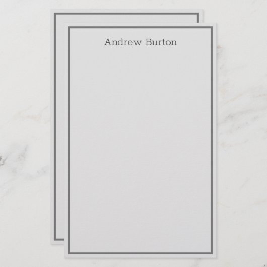 Einfaches Personalisiertes Papier | Grau (Vorne/Hinten)