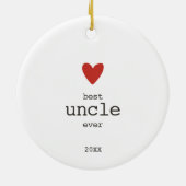 Einfaches Personalisiertes Rotes Herz Keramik Ornament (Hinten)