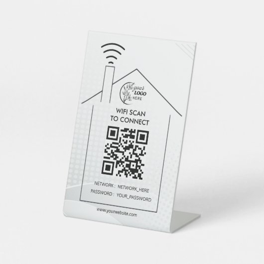 Einfaches personalisiertes WLAN-Netzwerk-QR-Code-P Sockelschild (Vorderseite)