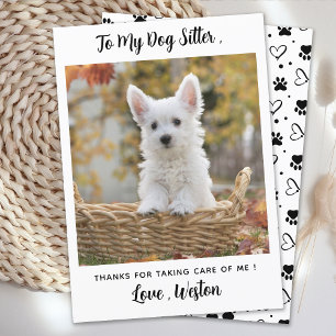 Einfaches Pet Sitter Custom Doppy Foto Vielen Dank Karte