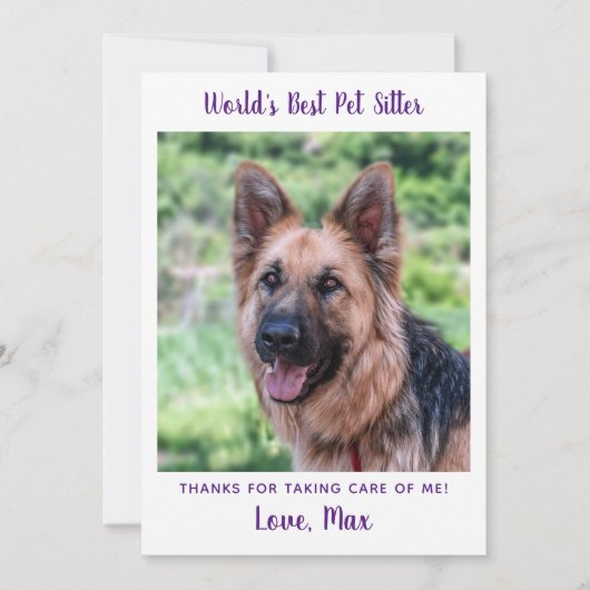 Einfaches Pet Sitter Custom Doppy Foto Vielen Dank Karte (Vorderseite)