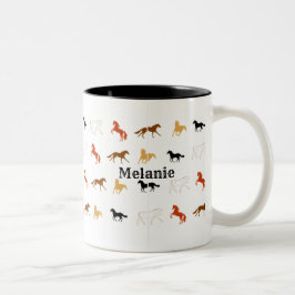 Einfaches Pferdemuster mit Namenspersonalisierung Zweifarbige Tasse