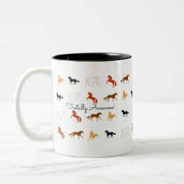 Einfaches Pferdemuster mit Namenspersonalisierung Zweifarbige Tasse