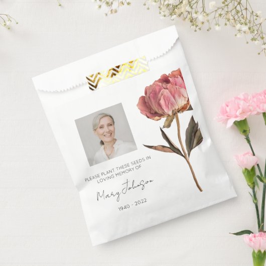 Einfaches Pfingstrosen-Foto-Trauer-Samen Geschenktütchen (Versiegelt)