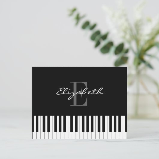 Einfaches Piano Monogramm-Design Postkarte (Stehend Vorderseite)