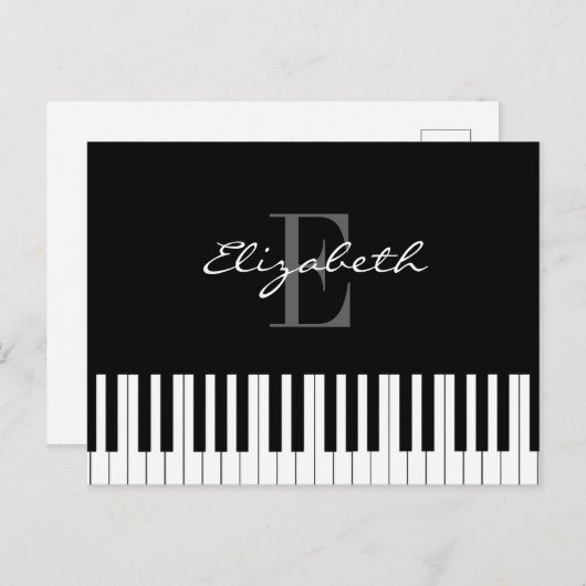 Einfaches Piano Monogramm-Design Postkarte (Vorne/Hinten)